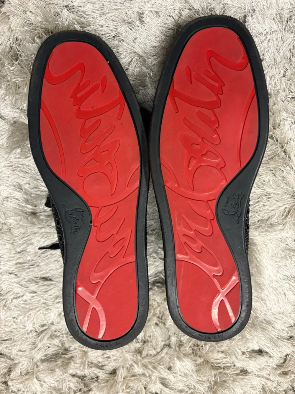 Christian Louboutin Black Rhinestone Lace-Up Sneakers sz45 - Picture 8 of 9